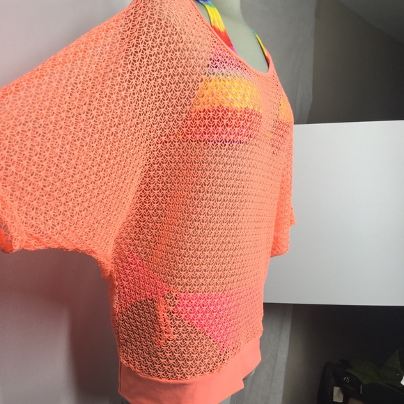 🌹3/25🌹Candy Couture, beach 🏖 Orange Coverup, Size M - Picture 3 of 6